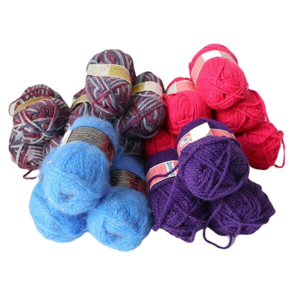 Vintage Acrylic & Wool Shetland Style Chunky Yarn Bundle Yarn Destash Acrylic Wo - Picture 1 of 9